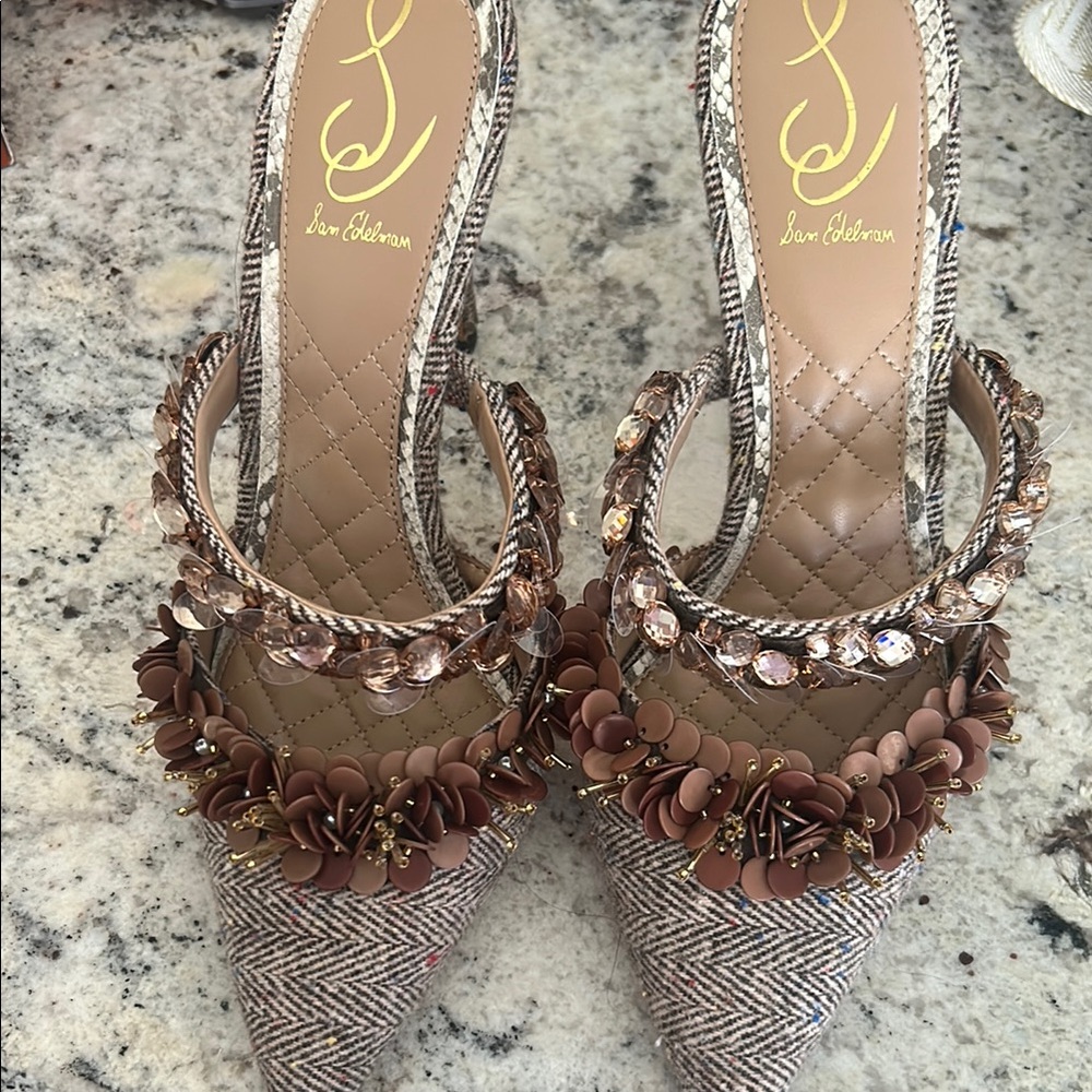 Sam Edelman Brown Embellished Women's Shoes